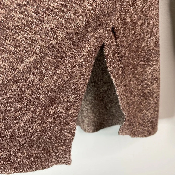 JOE FRESH Active Side Slit Knit Sweater Maroon  Brown Marled Crewneck Stretch M - Picture 6 of 11